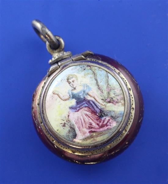 A 19th century continental silver gilt and enamel vinaigrette, approx. 1in.